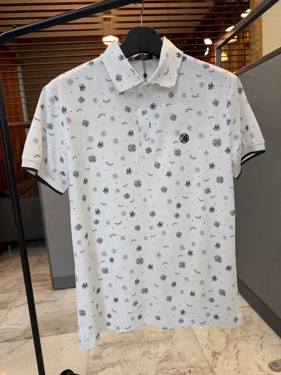 メンズ ゴルフ 半袖Tシャツ 白&ブルー 現物