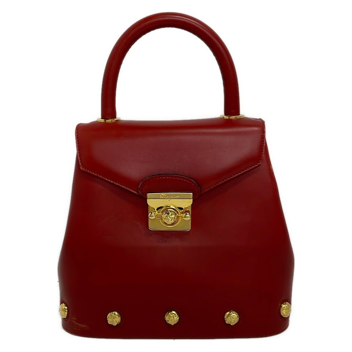 FERRAGAMO/SalvatoreFerragamo(サルバトーレフェラガモ) ハンドバッグ - レッド スタッズ レザー