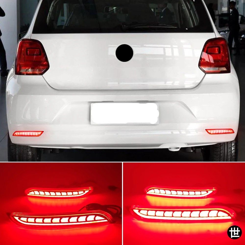 フォルクスワーゲン VW ポロ 2014 - 18 用 LED リフレクターライト 2個セット リアフォグランプ バンパーライト ブレーキライト ウインカー