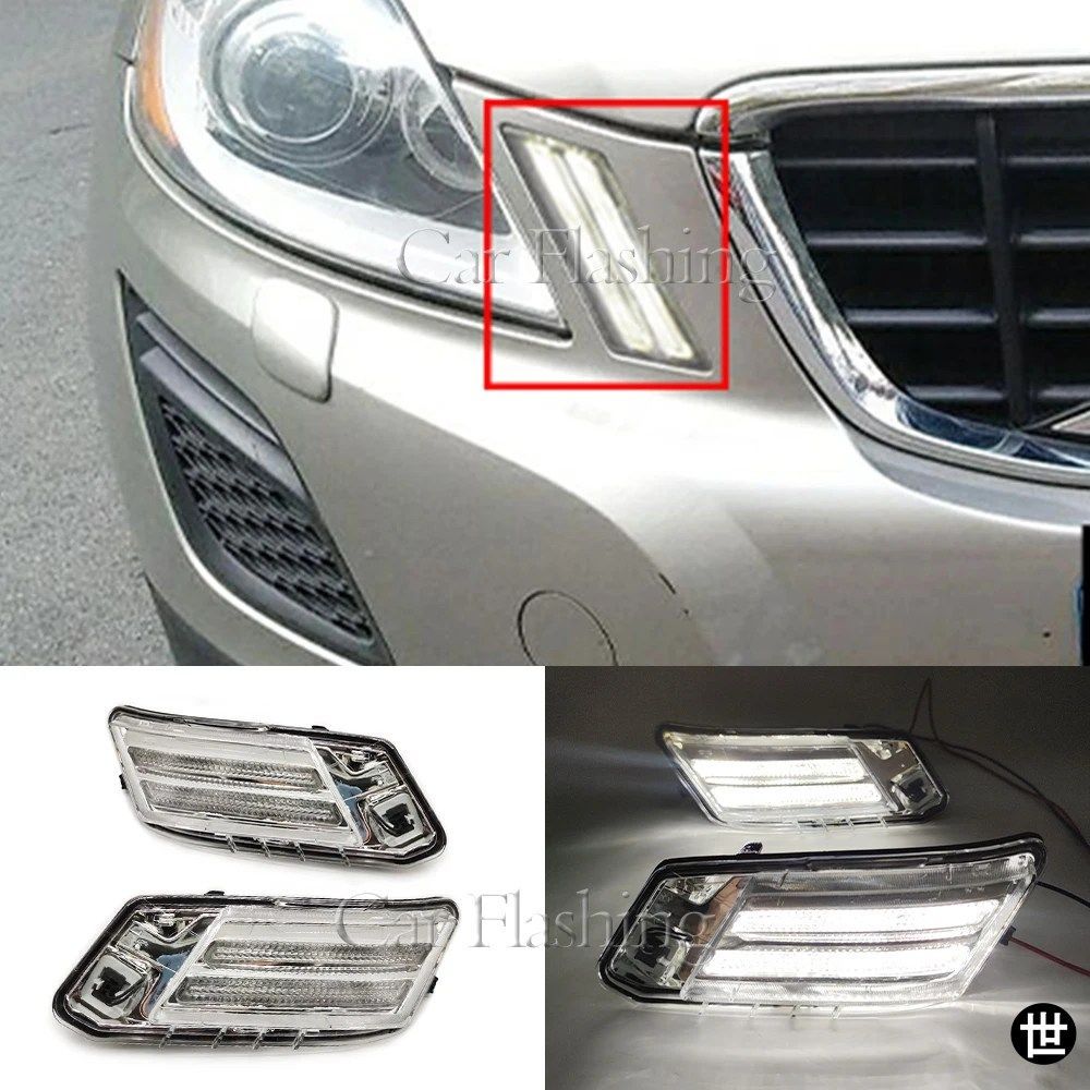 ボルボ XC60 2009 - 13 用 フロントサイドフェンダーコーナーライト デイタイムランニングランプ ウィンカーランプ フォグランプ DRL