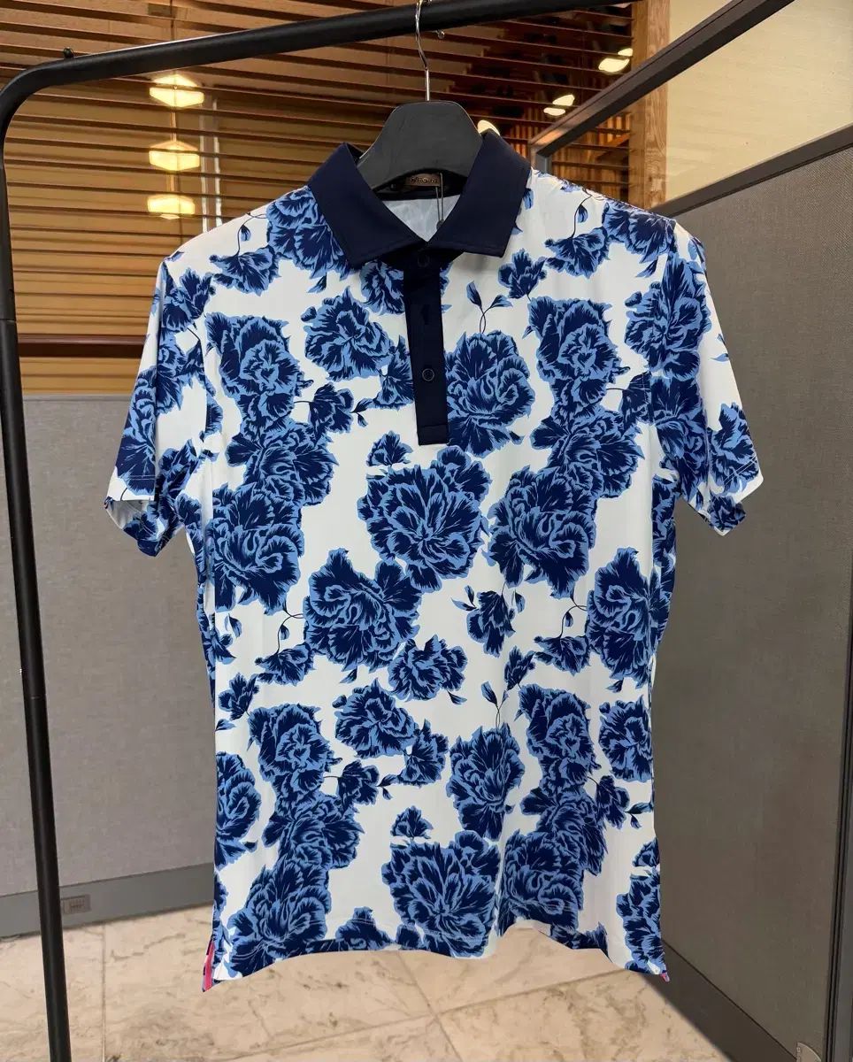 メンズ ゴルフ 半袖 カラーTシャツ 花柄