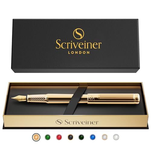 Scriveiner スクリブナー 万年筆 ゴールド 本物の金メッキ シュミットペン先 細字 コンバーター付 コンバーター付 高級 ブランド ビジネス 就職祝い 昇進祝い 誕生日 ギフト プレゼント 男性 女性送料無料 89adde33