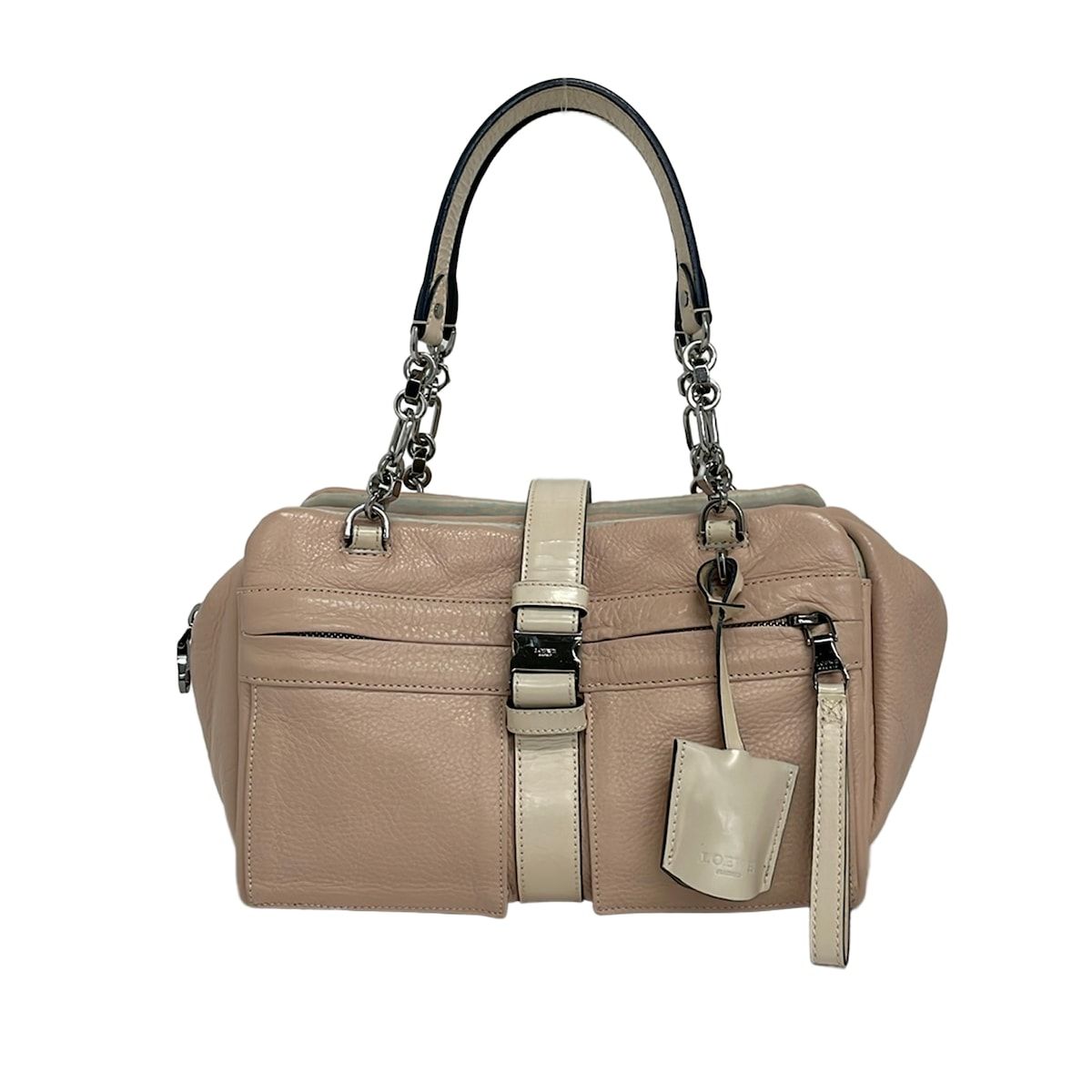 LOEWE(ロエベ) ハンドバッグ ローラ ピンク×アイボリー レザー