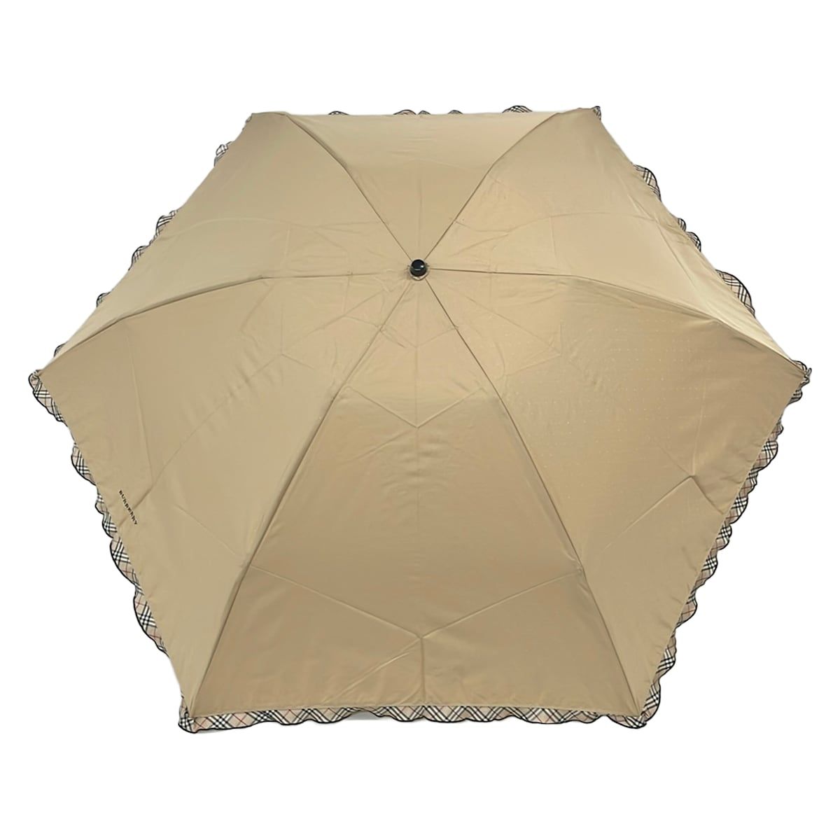 BURBERRY/Burberry(バーバリー) 折りたたみ傘美品 - ベージュ×黒×マルチ チェック柄/フリル