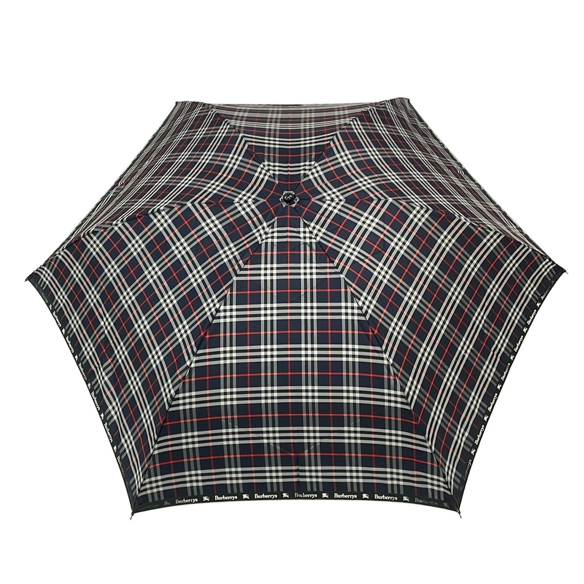 Burberry's(バーバリーズ) 折りたたみ傘 - ダークネイビー×白×レッド チェック柄