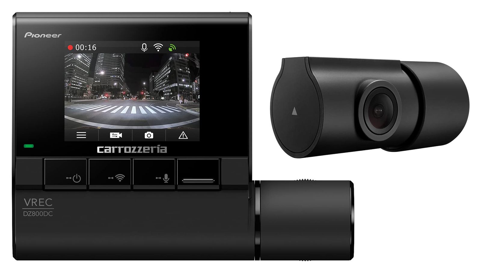 Pioneer ドライブレコーダー VREC-DZ800DC 前後2カメラ 前後200万画素 2インチ 24時間365日駐車監視 あおり運転検知 前後フルHD 駐車監視対応 対角前160º 後137º 連続 衝撃 手動 駐車録画 microSD(16 [単品]