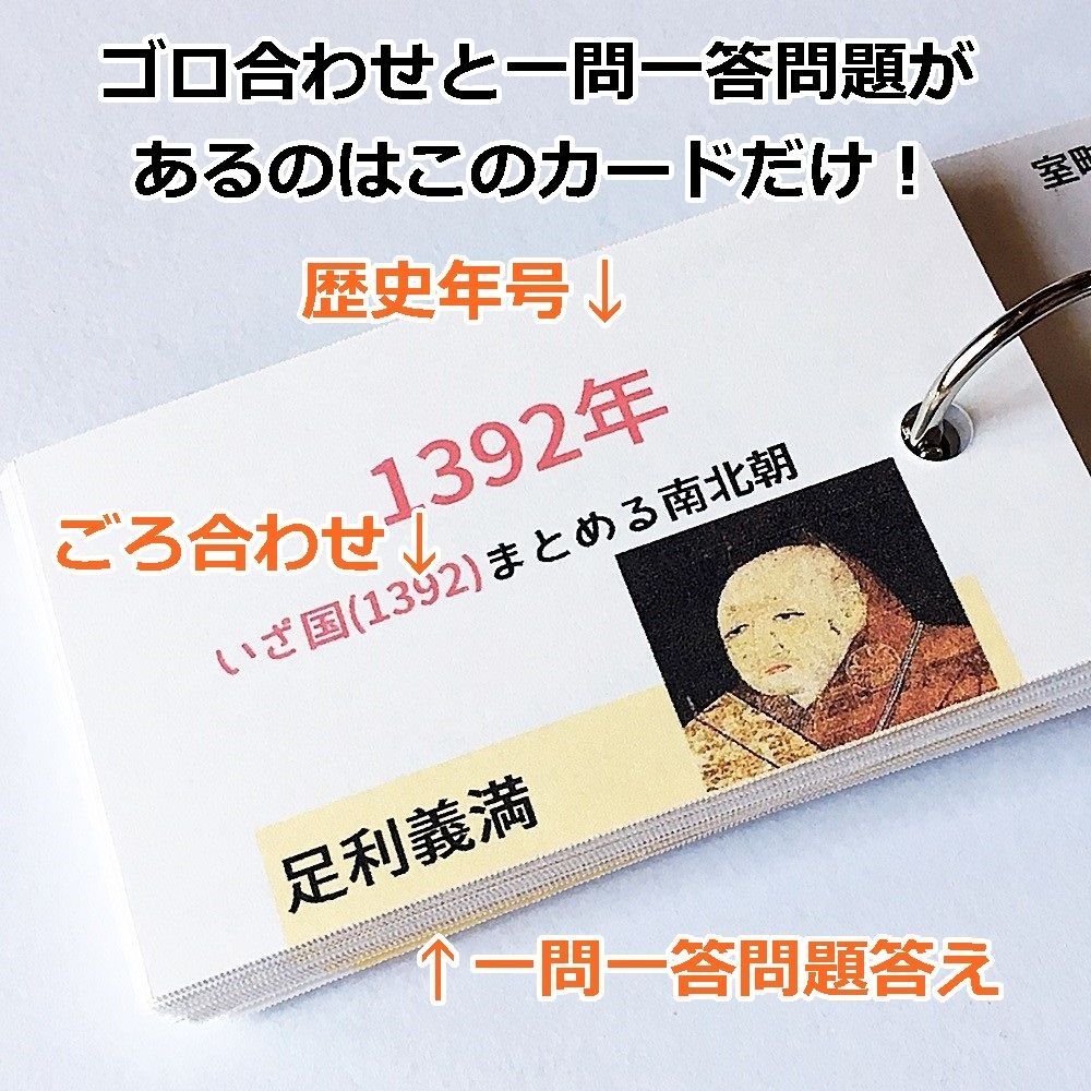 歴史年号ゴロ合わせ 暗記カード 一問一答 社会 中学受験対策 高校受験