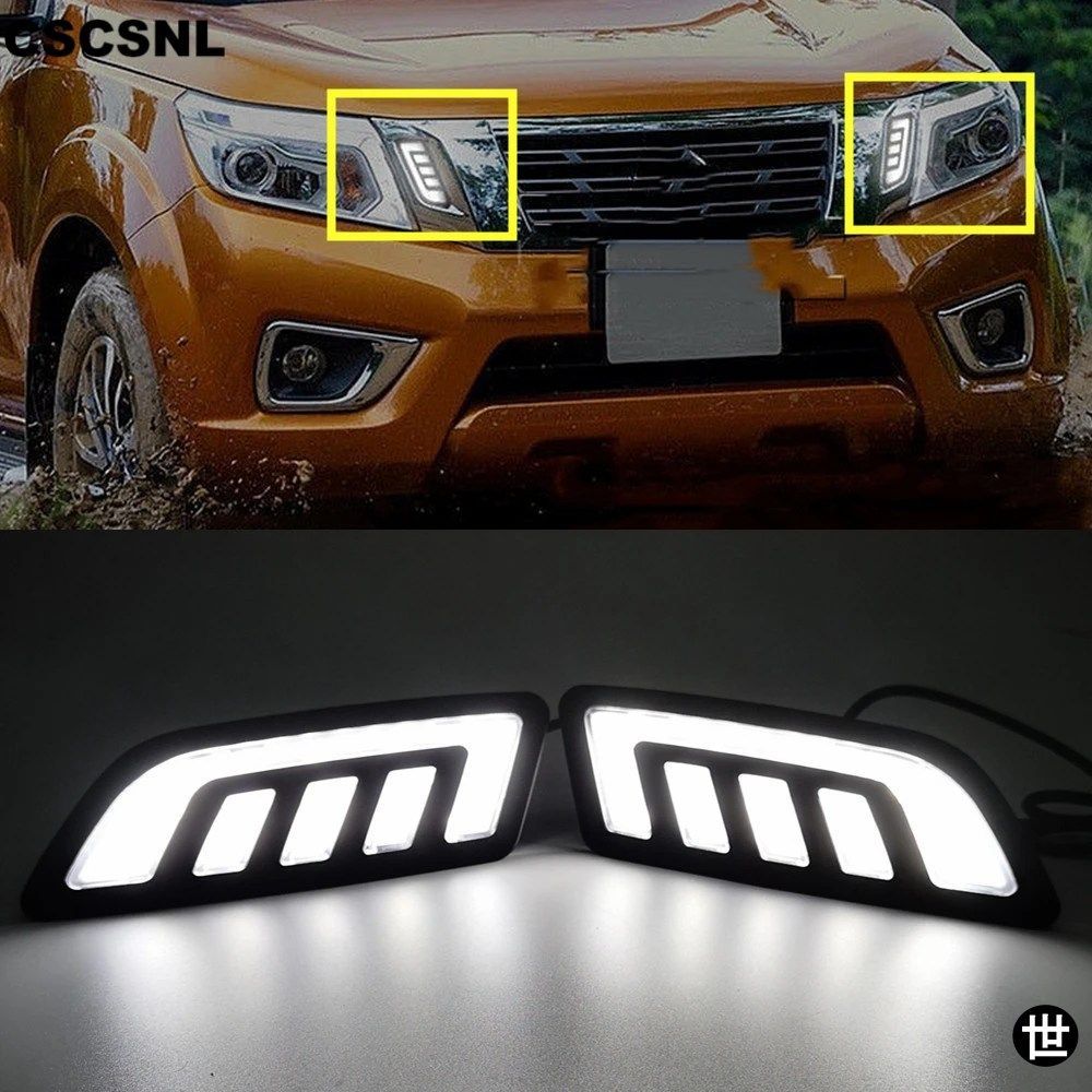 日産ナバラ NP300 D23 2015 - 19 用 LED DRL デイタイムランニングライト マスクグリル ウインカー フォグランプ