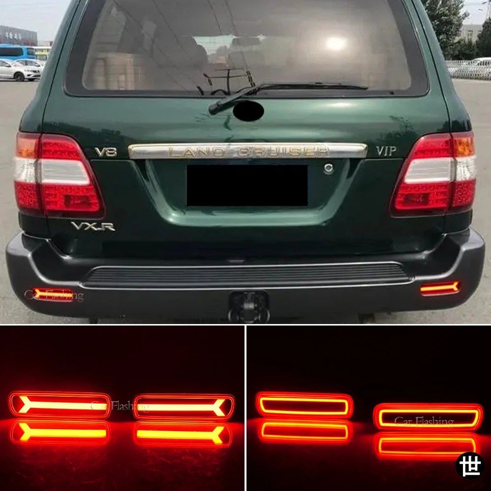 リアバンパーリフレクターライト用レクサスLX470用トヨタランドクルーザー1998-2007用LEDブレーキテールライトウィンカーランプ
