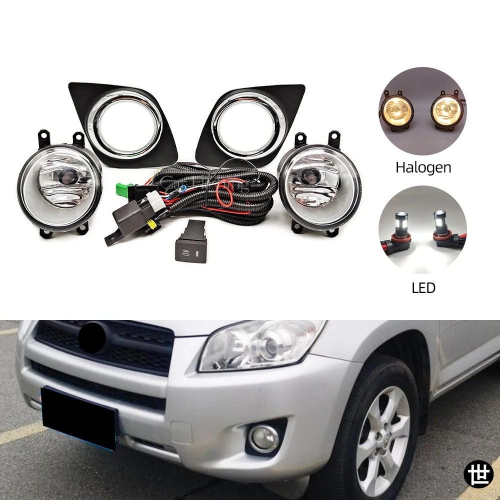 トヨタ RAV4 2009 - 12 用 LED フォグランプ ヘッドライト フォグランプ ケーブル スイッチ グリル カバー ハロゲン フォグライト フレーム