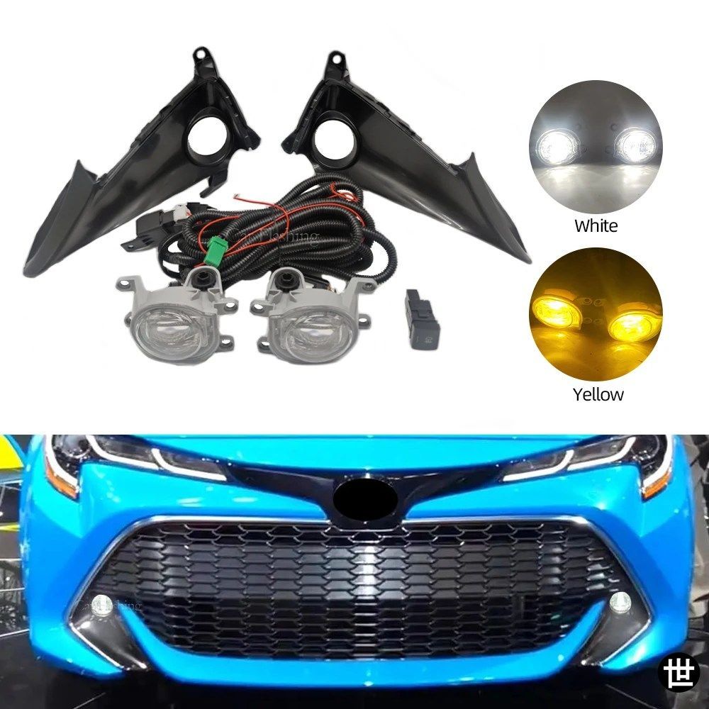 トヨタ カローラ ハッチバック 2019 - 22 用 LED フロントバンパー フォグランプ 配線スイッチハーネスキット フォグランプカバー