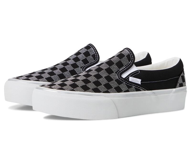 バンズ メンズ シューズ スニーカー プラットフォーム Vans Classic SlipOn Platformetallicheckrbrd Black ブラック