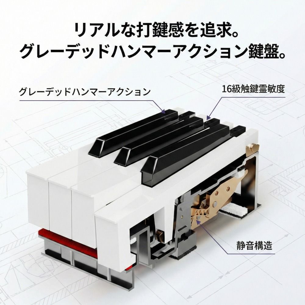 木目調スタンド型】電子ピアノ 88鍵 グレーデッドハンマーアクション 