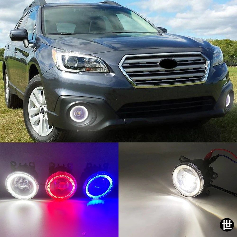 2つの機能自動LEDデイタイムランニングライトカーエンジェルアイフォグランプスバルアウトバック2013 - 16用フォグランプ