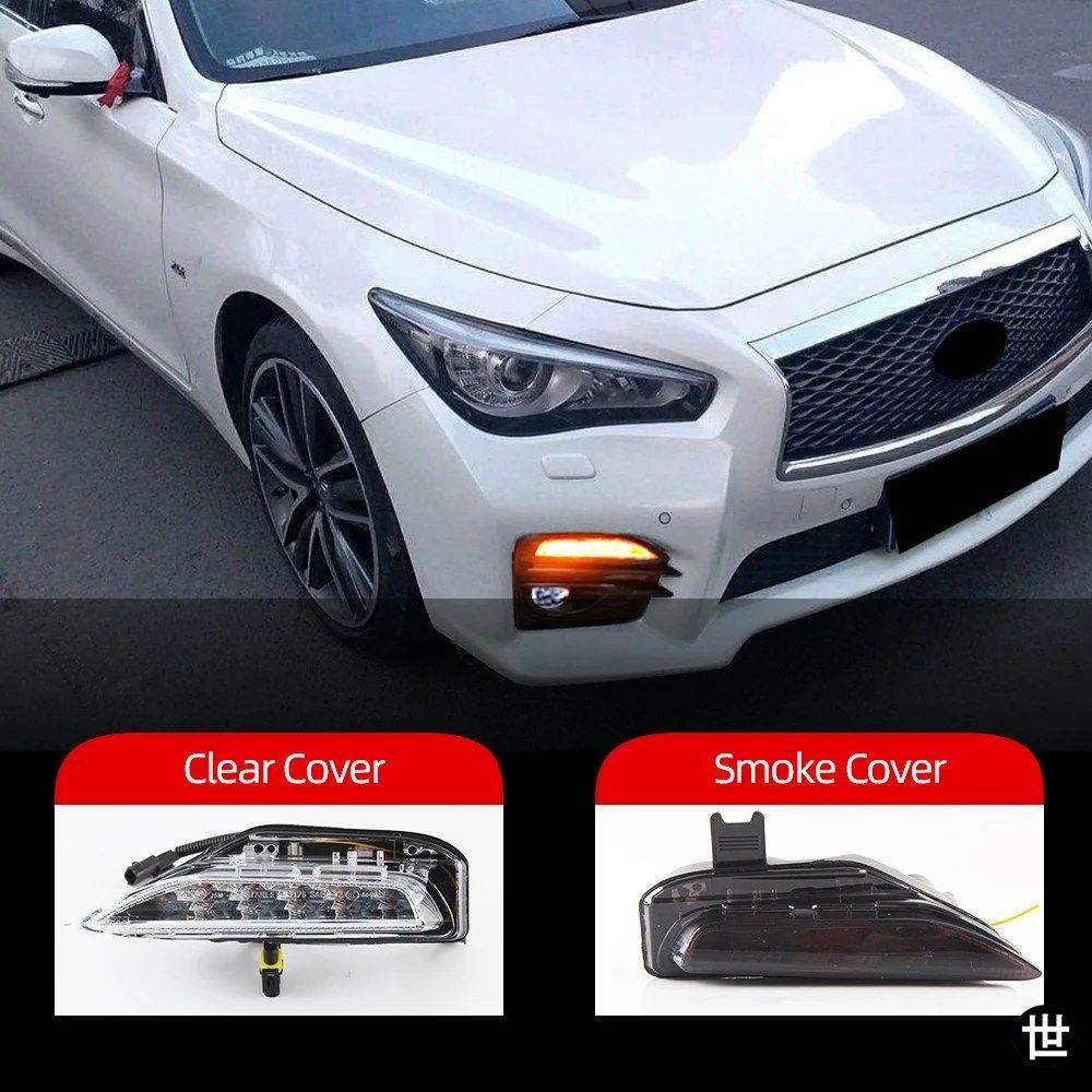インフィニティ Q50 Q50S スポーツモデル 2014 - 20 用 フロントバンパーウィンカーライト フォグランプ DRL デイライト