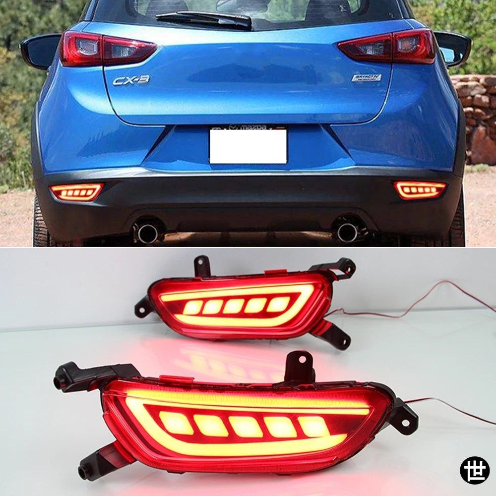 マツダ CX-3 CX3 2015 - 20 車用リフレクター 2個セット LED リアフォグランプ ブレーキライト ウインカーライト