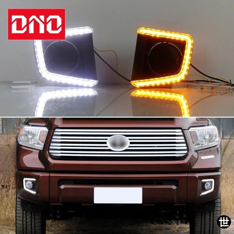 トヨタ タンドラ 2014 - 2020 2021 用 LED デイライト イエロー ウィンカー インジケーター デイタイム フォグランプ ヘッドライト