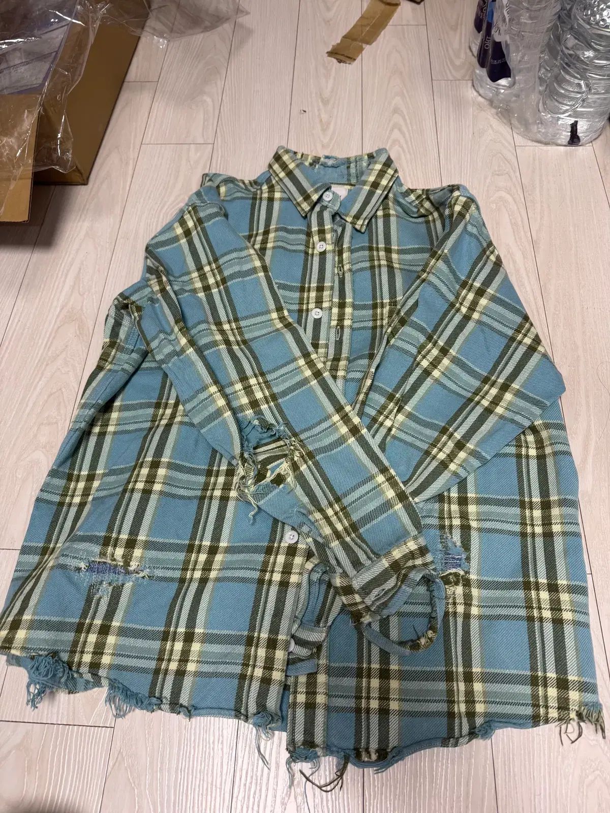 BOWWOW バウワウ クラッシュ加工 フランネル シャツ
