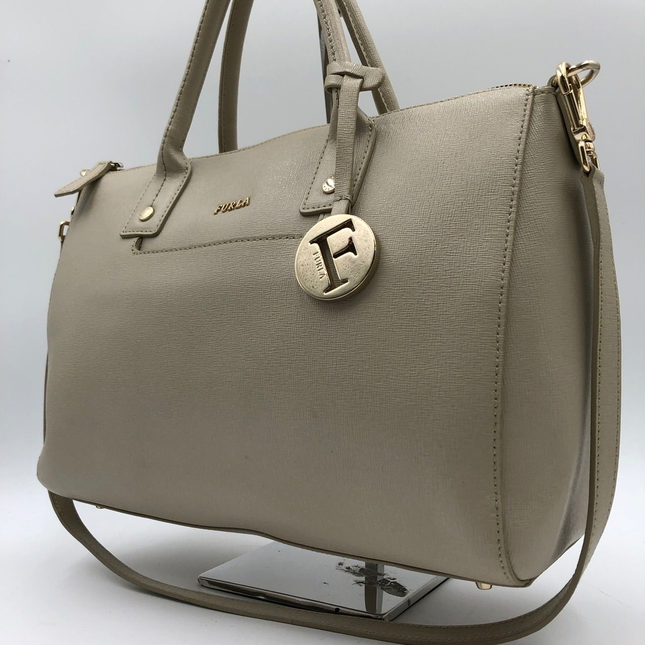 FURLA フルラ 2way ショルダーバッグ ハンドバッグ ベージュ レザー