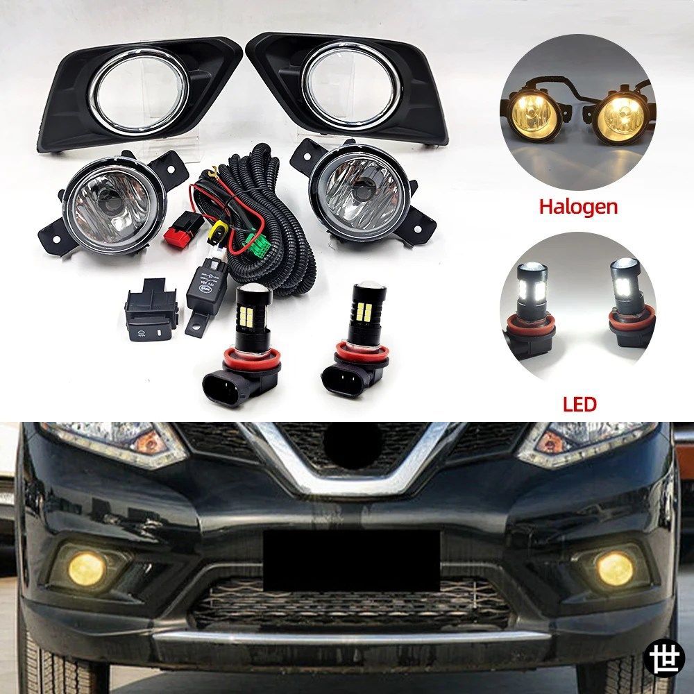 日産エクストレイルX-TRAILT32ROGUE201420152016用LEDフォグランプ1セットフォグランプスイッチハーネスカバー配線ハロゲンフォグランプ