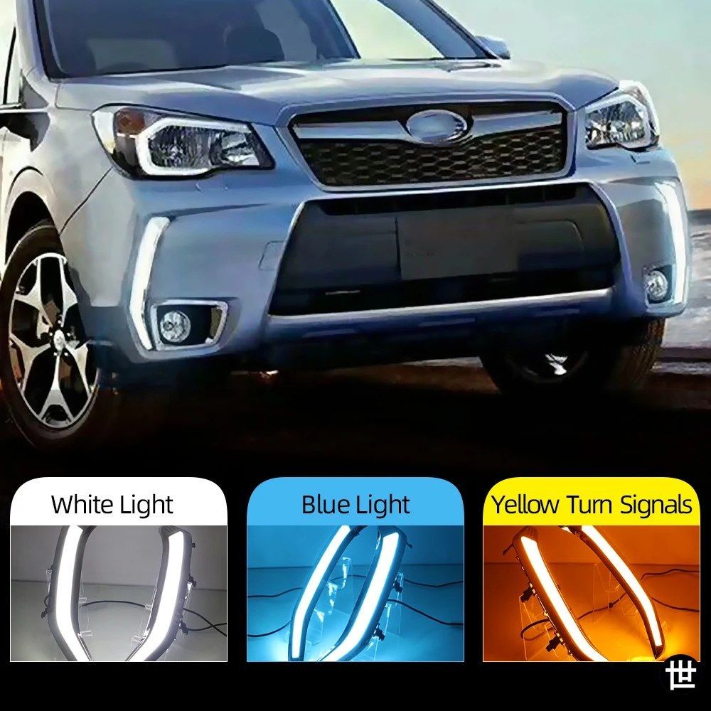 スバル フォレスター 2013 - 18 用 カーフラッシング LED 2個セット デイタイム DRL ウィンカー ナイトブルー