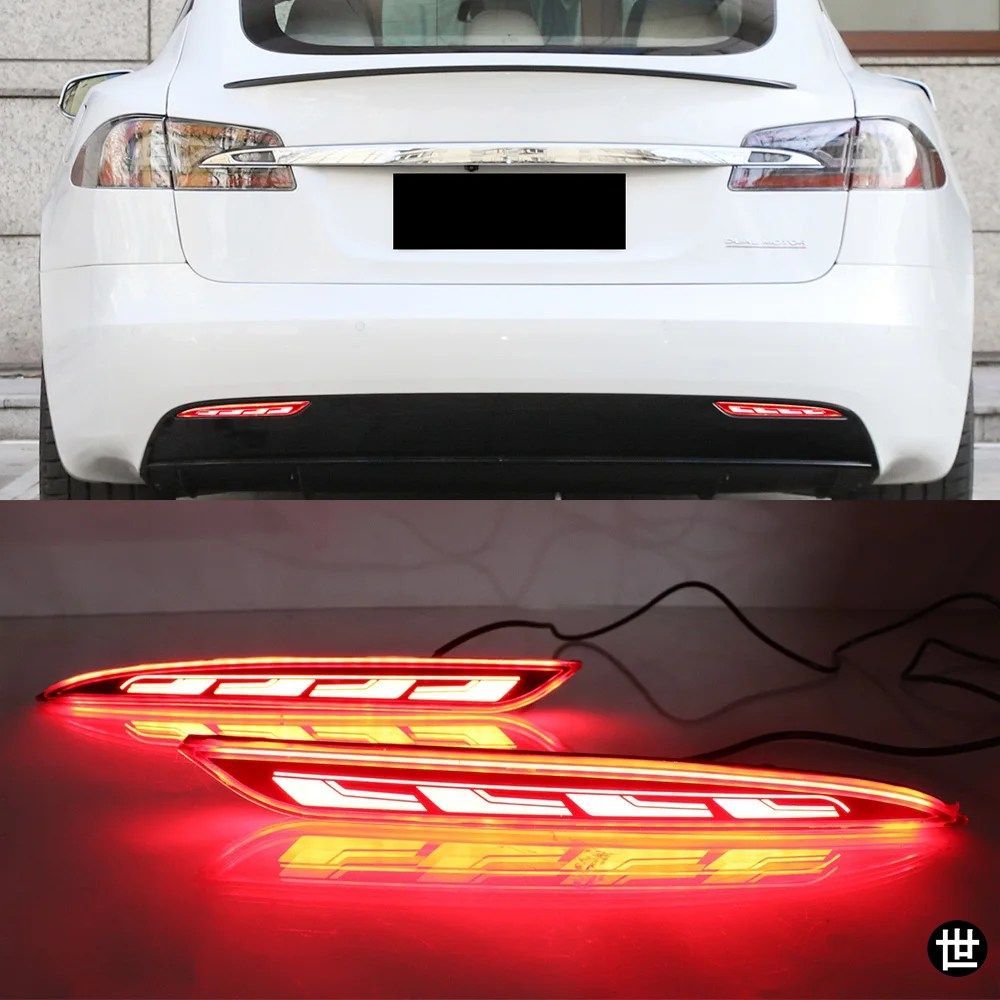 テスラ モデルS 2012 - 2019 - 22用 LEDリアライト ウィンカー リフレクター バンパーランプ ブレーキライト 1セット