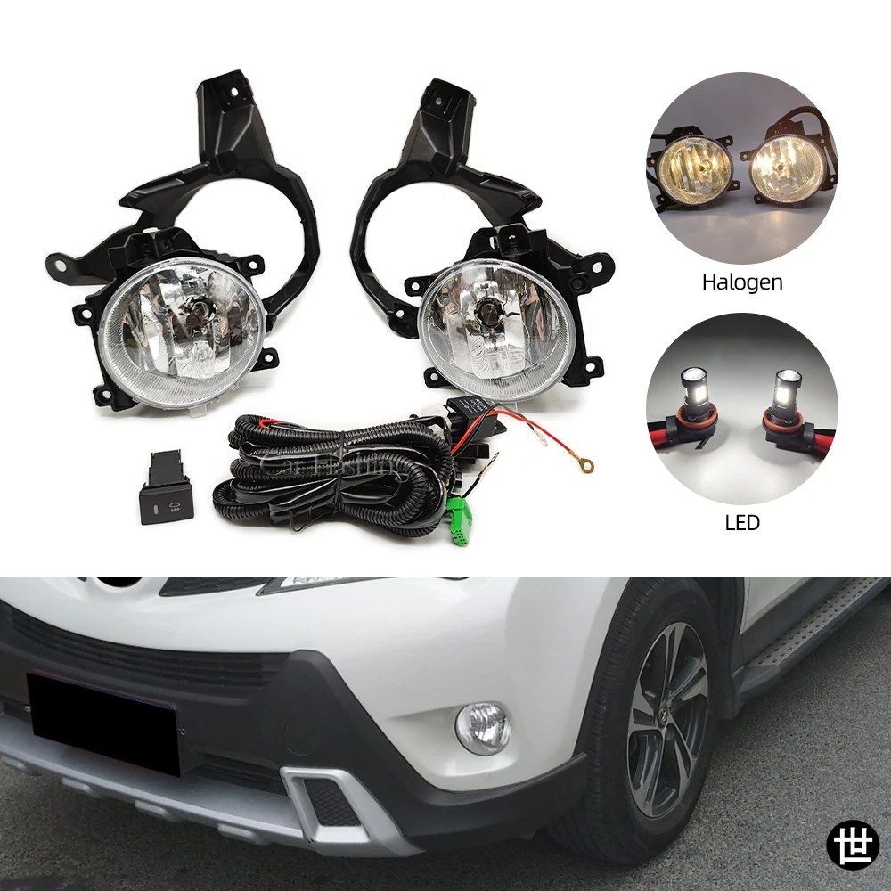 トヨタ RAV4 2013 2014 2015 用 LED フォグランプ ヘッドライト フォグランプ ケーブル スイッチ グリル カバー ハロゲン フォグライト フ