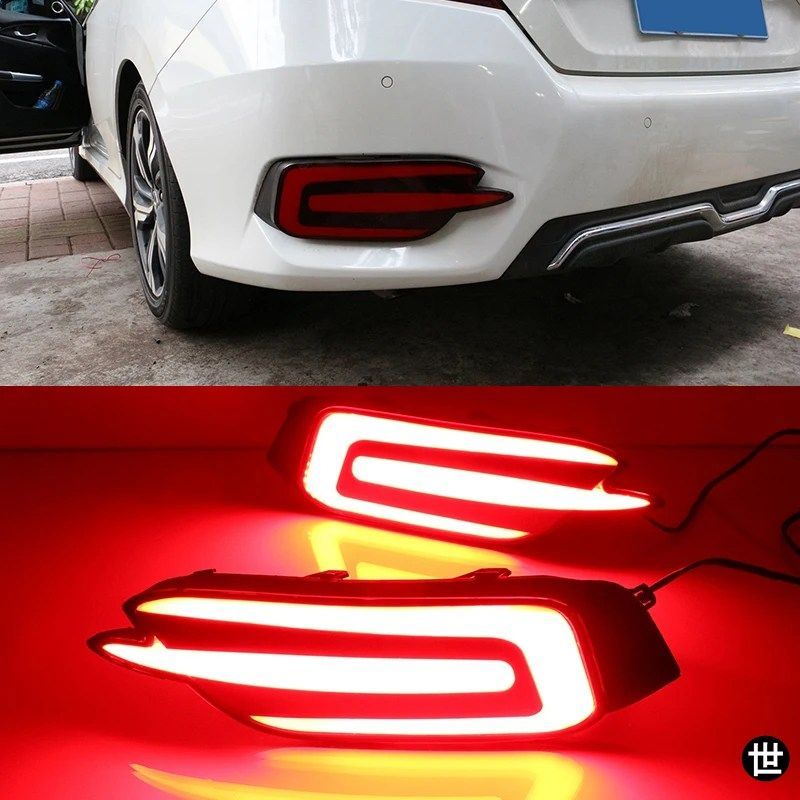 ホンダ シビック 2016 2017 2018 用 カーフラッシング 1 ペア リフレクター 車用 LED テールライト リアフォグランプ バンパーライト バル