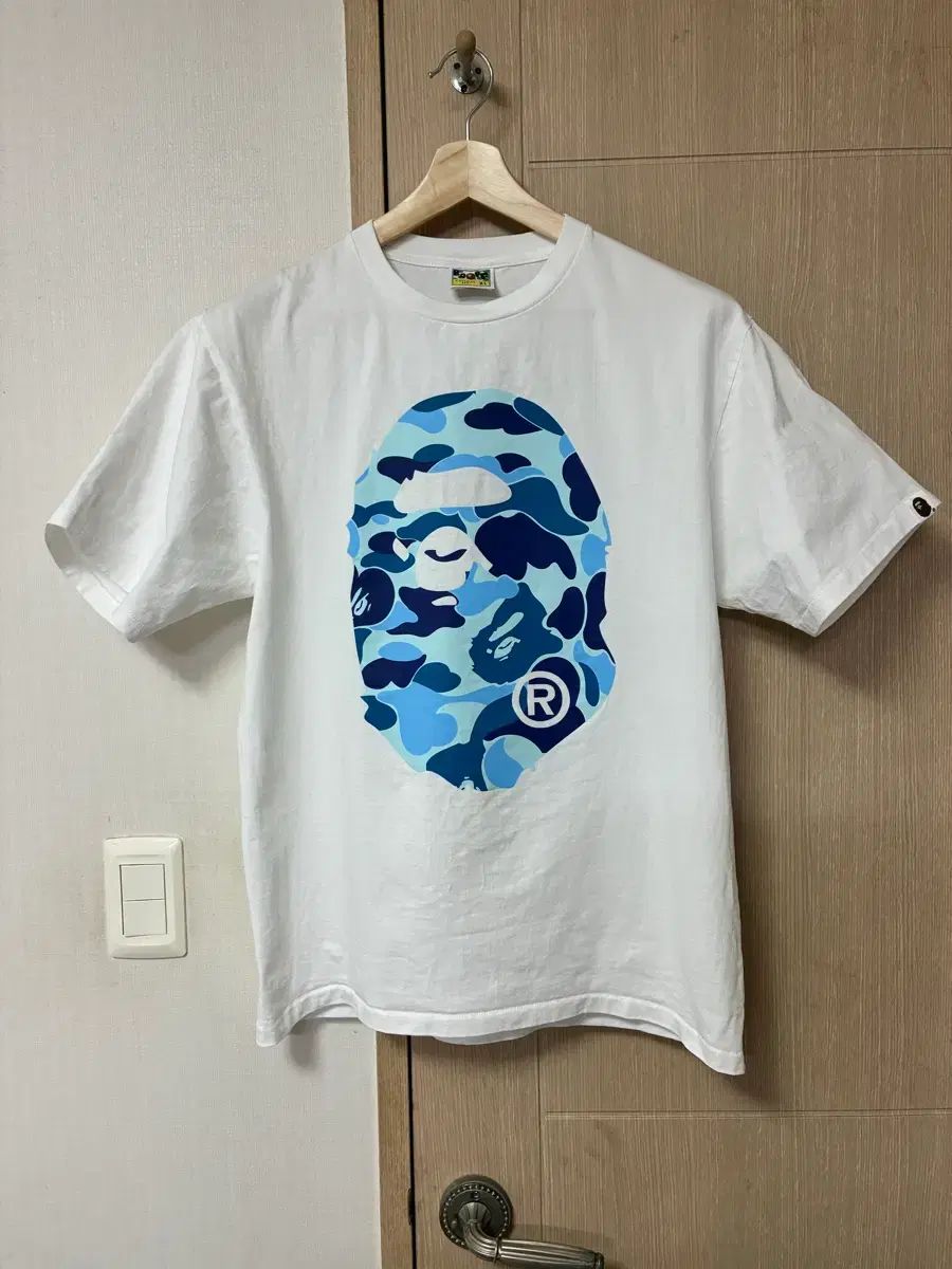 XL A BATHING APE アベイシングエイプ abcカモ Tシャツ 白/ブルー