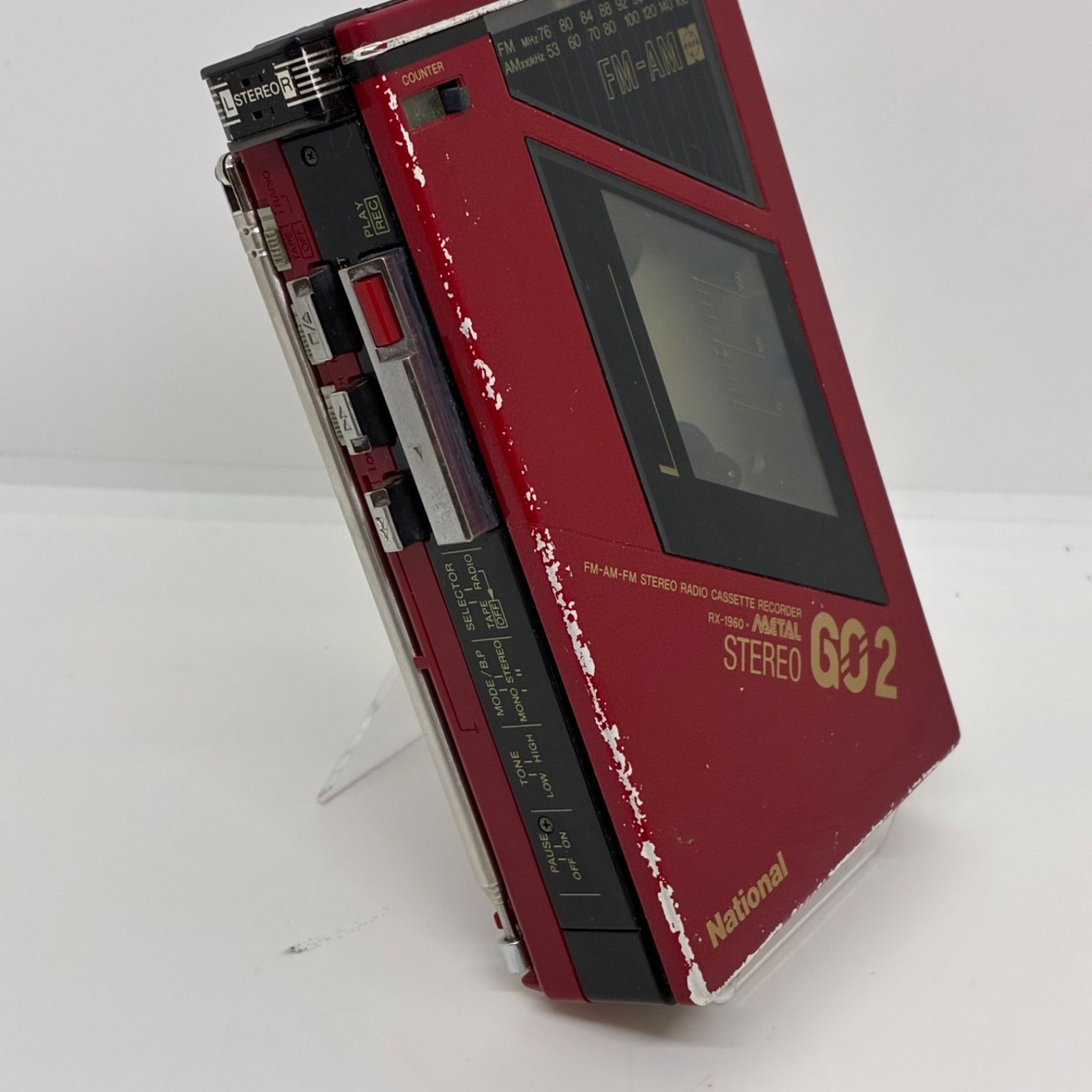 ジャンク】National ステレオラジオカセットレコーダー GO2 RX-1960 赤