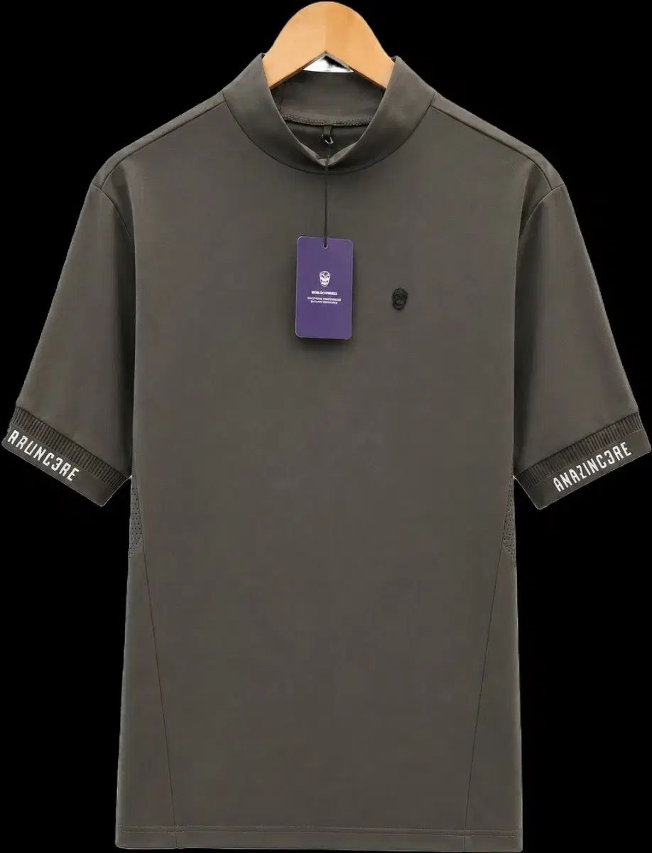 ゴルフウェア アメイジングクリー ハイネック 機能性 半袖 ゴルフ Tシャツ (チャコールグレー)