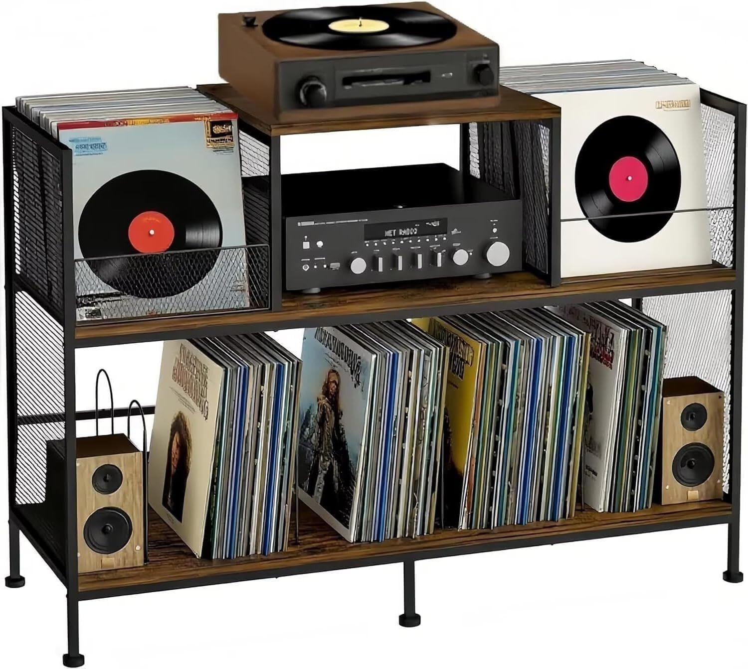 レコードラック レコードプレーヤースタンド 3段 400 枚大容量収納対応 レコードプレーヤー専用置き台 頑丈でコンパクト 収納スタンド 簡単組立 リビング・寝室・オフィスに適応 日本語取扱説明書付きas 53bb236f