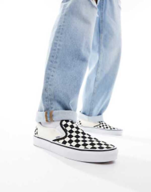 バンズ メンズ シューズ スニーカー Vans SlipOn checkerboard sneakers and Black ブラック