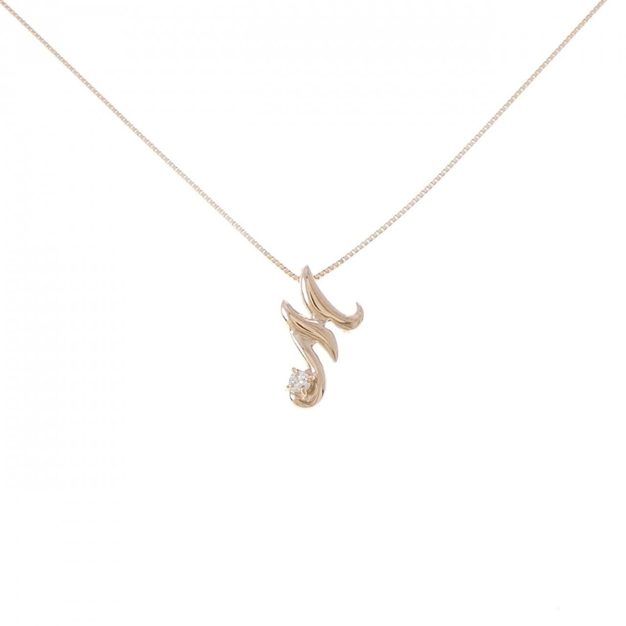 K10PG イニシャルM ダイヤモンド ネックレス 0.03CT