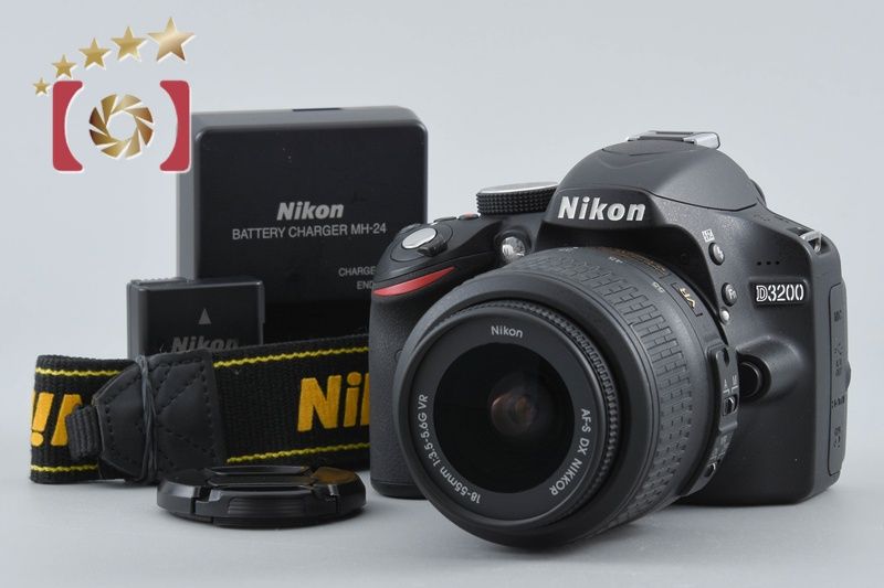 【中古】Nikon ニコン D3200 18-55 VR レンズキット ブラック シャッター回数僅少