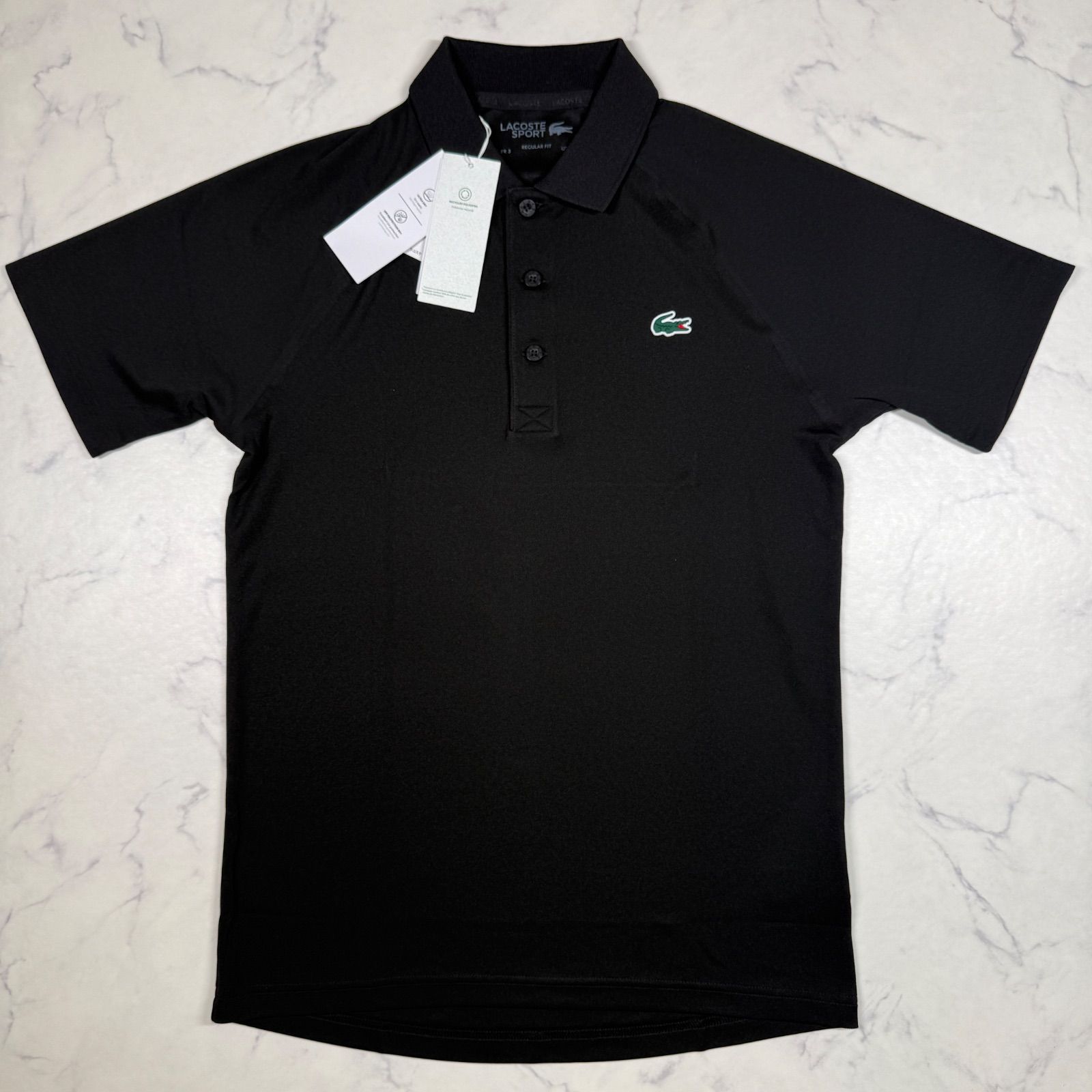 【新品タグ付き】LACOSTE SPORT ポロシャツ ブラック FR3 Mサイズ ワニロゴ