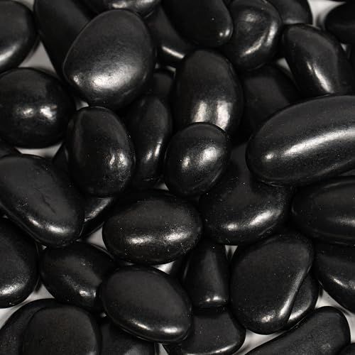 黒玉砂利 黒玉石 特選最高級 磨き 輝く光沢 砂利 (黒真珠) 庭石 黒玉砂利石 那智黒石風玉石 5分(16-20mm) (黒, 50kg)送料無料 35b287b8