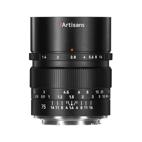 7artisans MF 75mm F1.4 Eマウント レンズ フルサイズ 単焦点レンズ (国内正規品・メーカー2年) マニュアルフォーカス 中望遠レンズ 大口径 ボケ描写 α7IV α7C α7III対応 夜間ポートレート 街スナップ シ f231e7fb