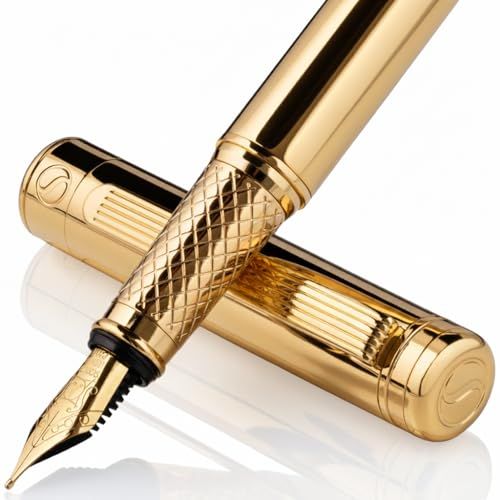 Scriveiner スクリブナー 万年筆 ゴールド 金メッキ シュミットペン先 中字 コンバーター付 高級 ブランド ビジネス 就職祝い 昇進祝い 誕生日 ギフト プレゼント 男性 女性送料無料 d547cd0d