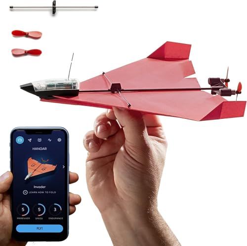 POWERUP 4.0 次世代スマートフォン制御紙飛行機キット、リモコン制御。オートパイロットとジャイロスタビライザーで簡単に飛ばせるため、遊びや仕事、DYI にも最適。送料無料 a30325b1