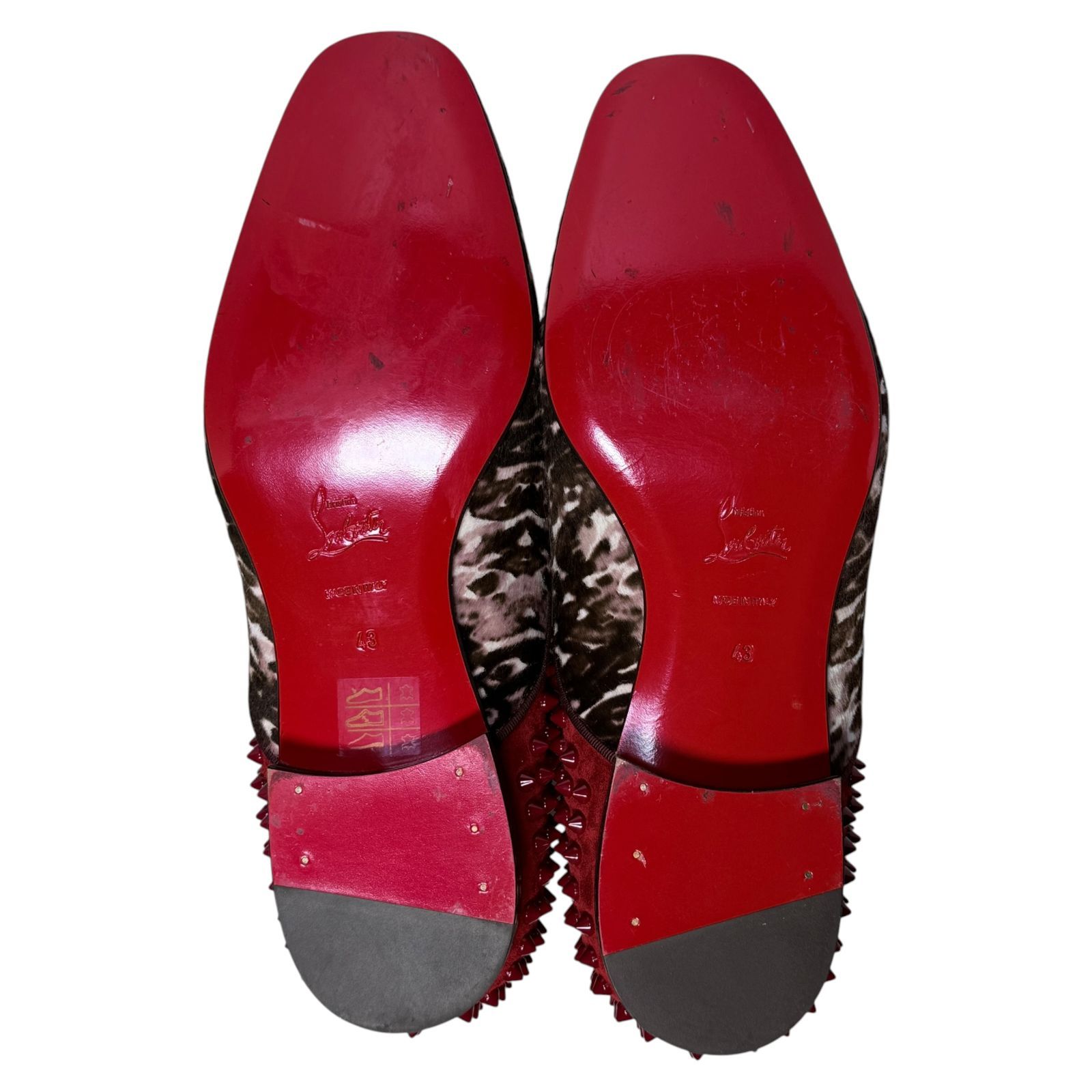 未使用】クリスチャンルブタン Olympio Flat 43 レオパード ハラコ 