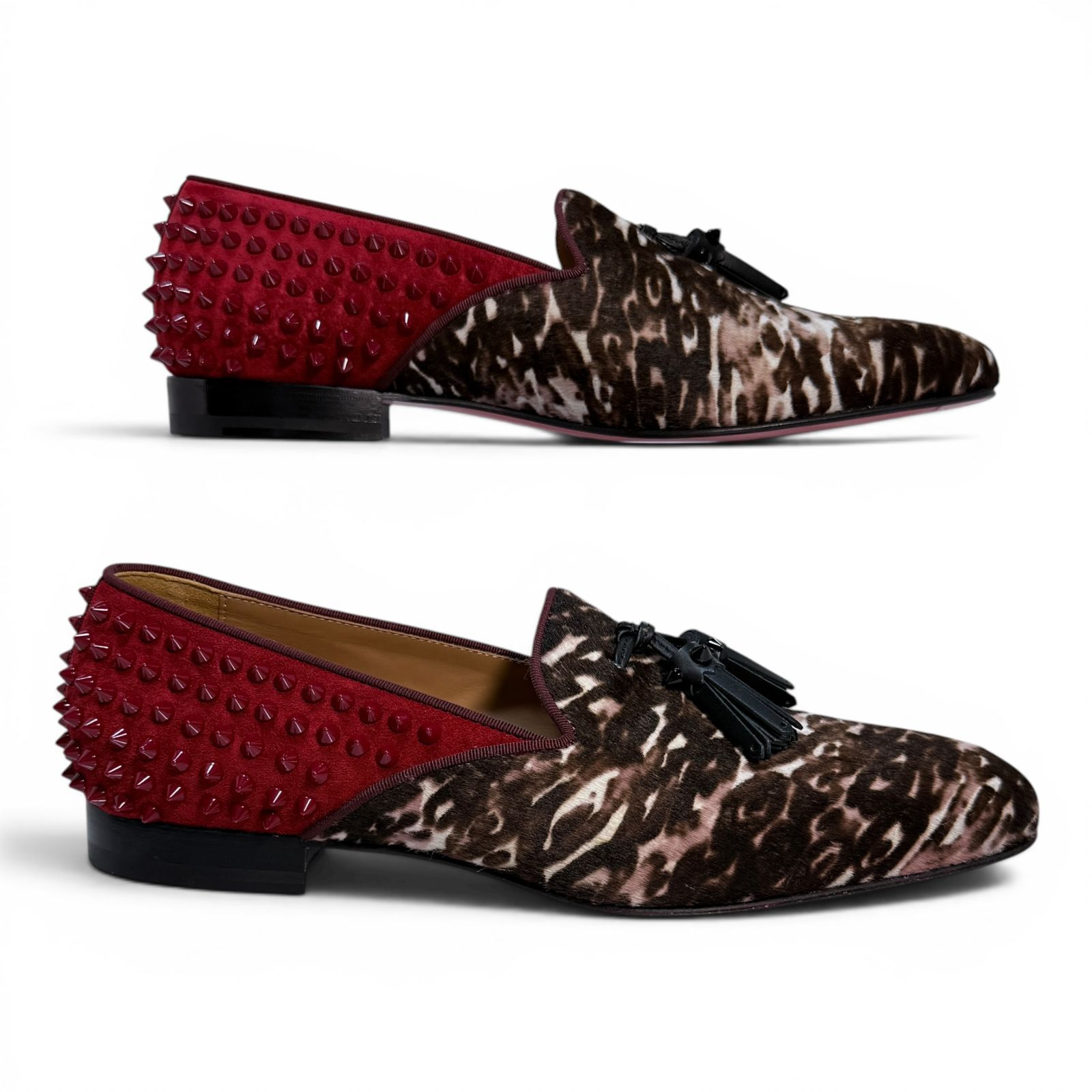 未使用】クリスチャンルブタン Olympio Flat 43 レオパード ハラコ