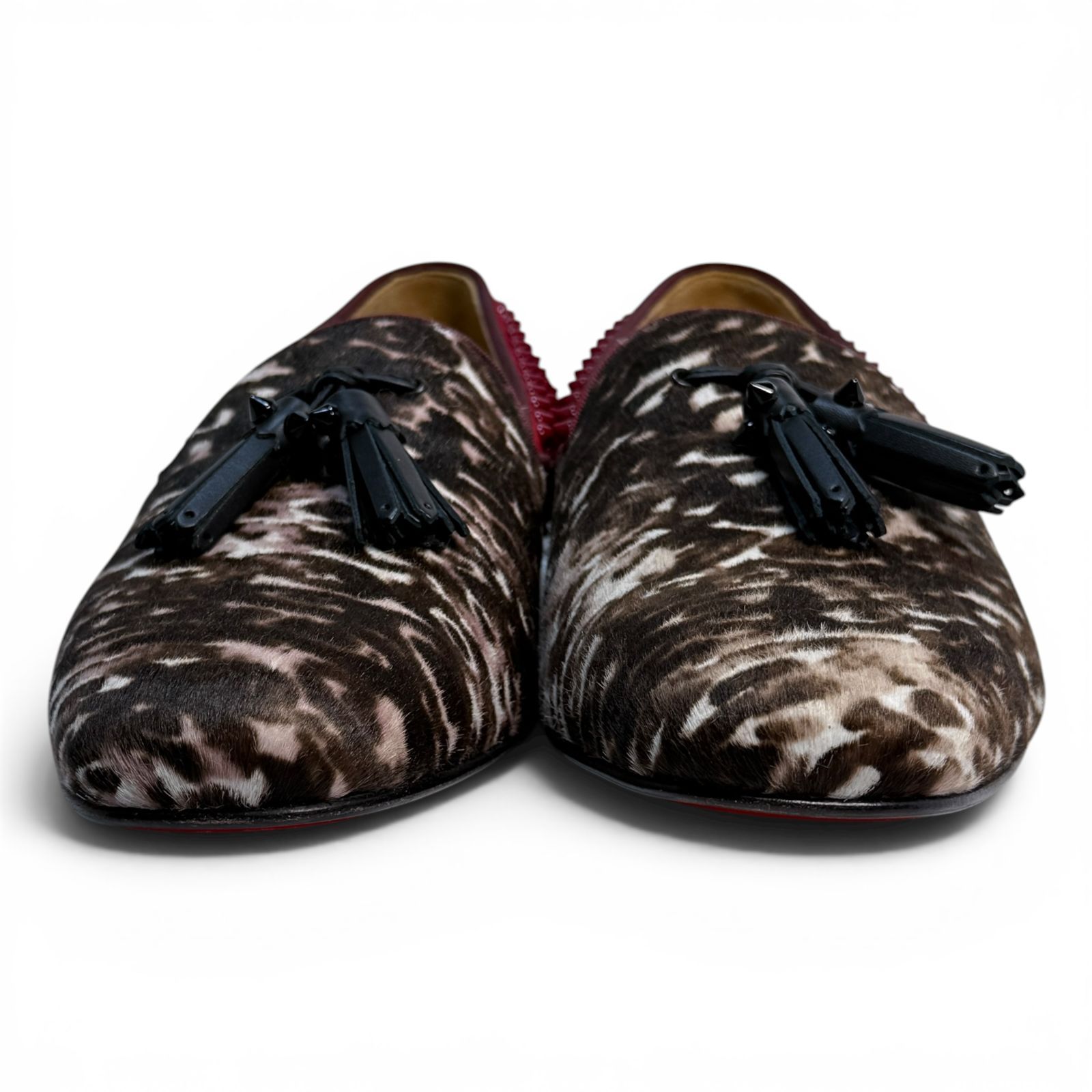 未使用】クリスチャンルブタン Olympio Flat 43 レオパード ハラコ