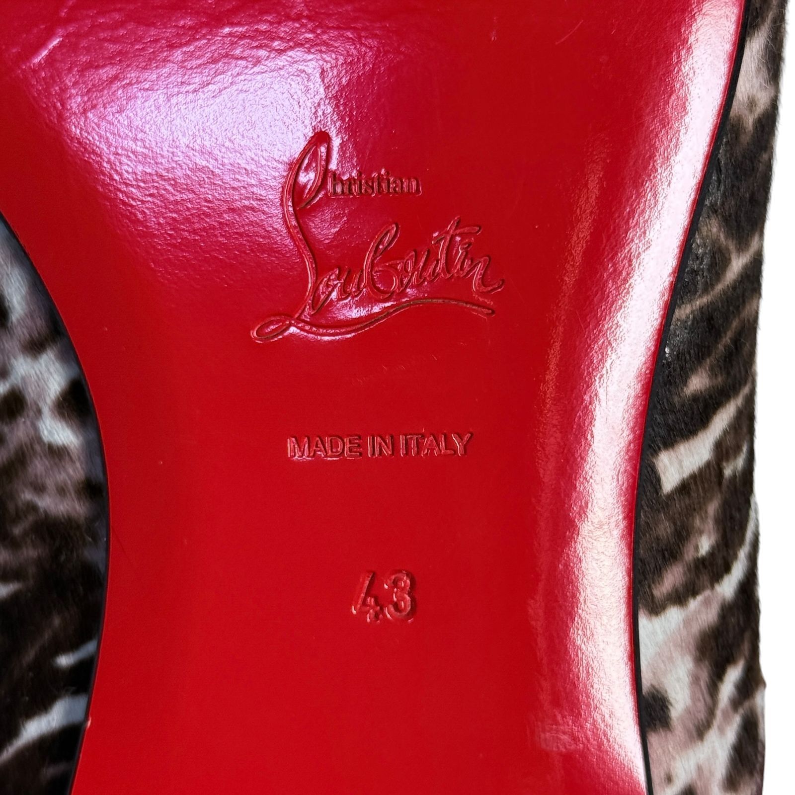 未使用】クリスチャンルブタン Olympio Flat 43 レオパード ハラコ 