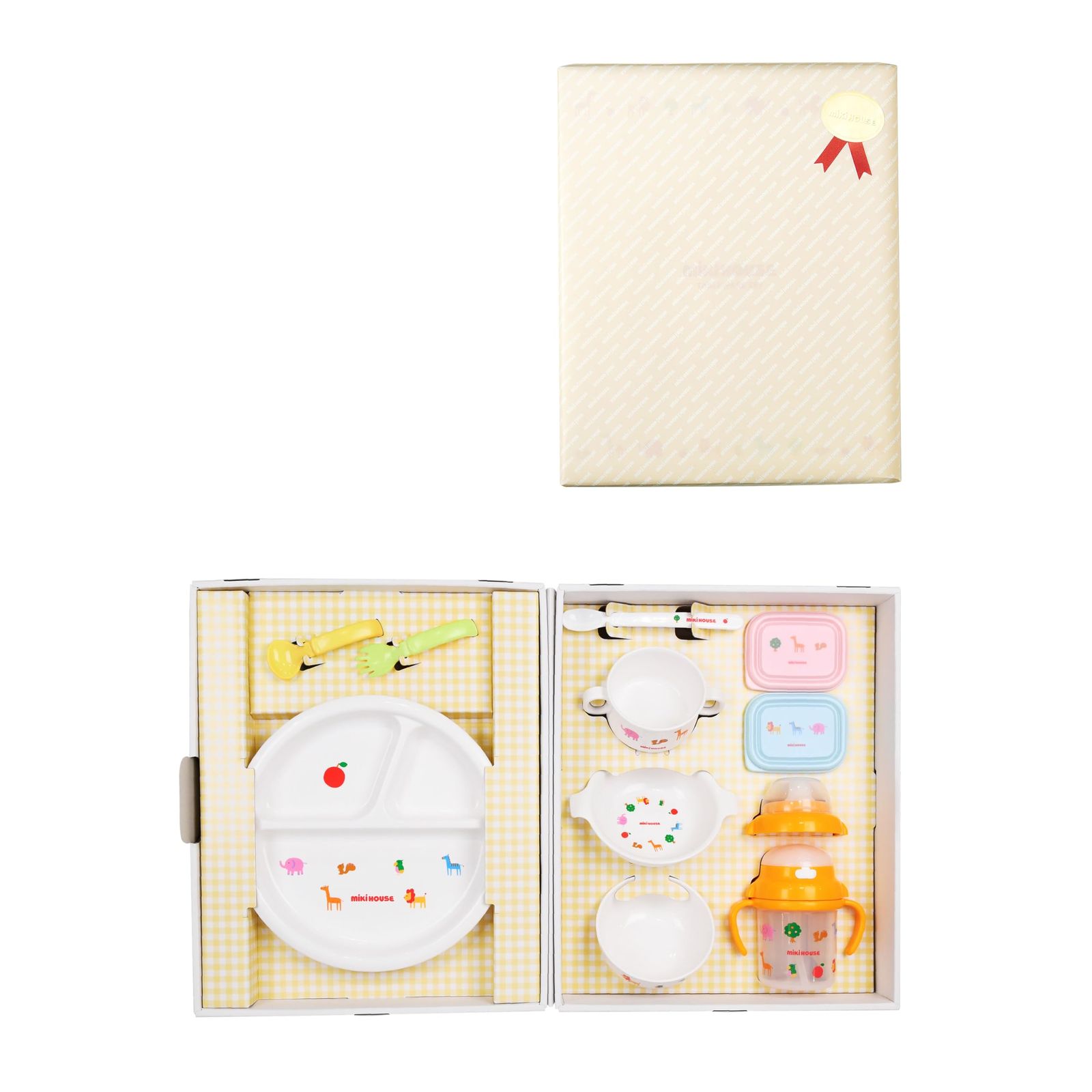 [ミキハウス] テーブルウエアセット【ラッピング済】継続展開モデル ご出産祝い ベビー食器セット 日本製 離乳食 男の子 女の子 ベビー キッズ 赤ちゃん ベビー服 子供服 ギフト 44-9989-685 白mt ed1dd07d