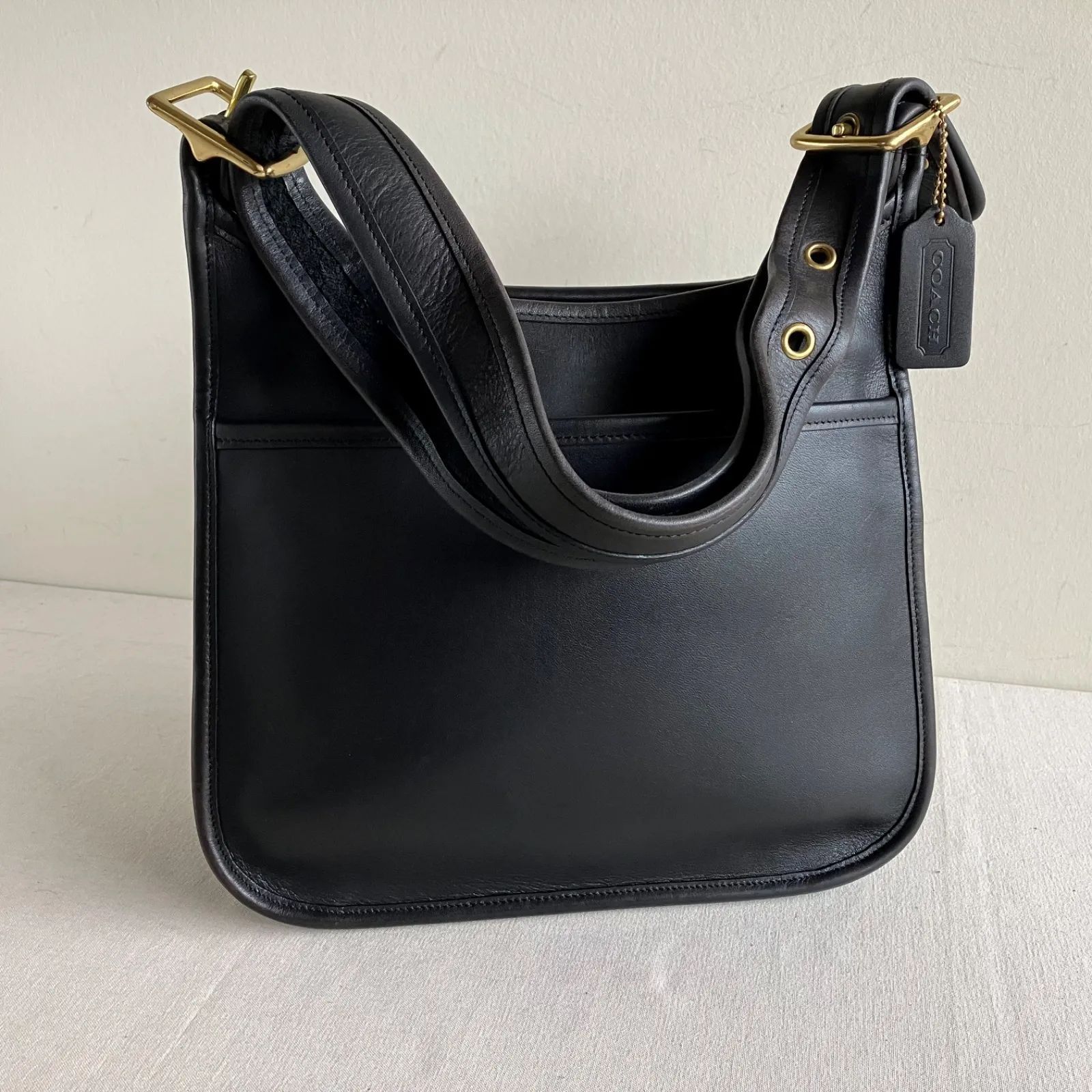 Vintage Coach Legacy Zip Black Leather Crossbody Shoulder Bag