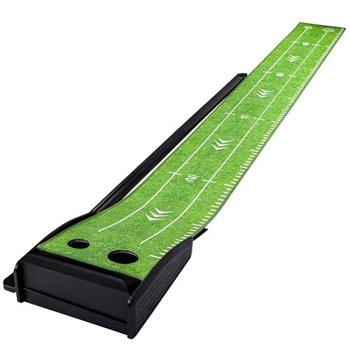 PGM ゴルフ パターマット 室内用 自動返球機能付き パッティング練習マット 2サイズカップ搭載 ガイドライン付き 人工芝 折りたたみ式 自宅 オフィス 庭 練習用 初心者対応送料無料 44084105