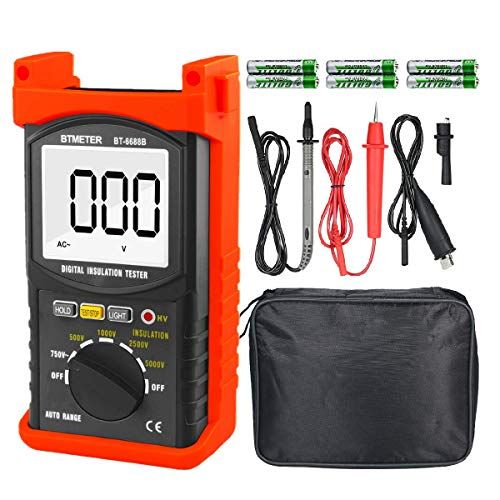 R◆デジタル絶縁抵抗計 BTMETER BT-6688B 試験電圧5000V測定、最大750VのAC、絶縁抵抗測定器200Gオーム、高電圧表示灯付き ★日本語取扱説明書付き★ 91352156