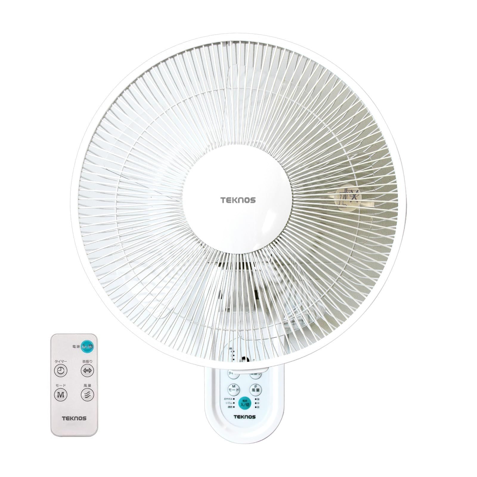 TEKNOS 30cm 壁掛け扇風機 DCモーター リモコン付 静音 羽根 5枚 ワイド送風 首振り機能 風量切替 タイマー付 省エネ 節電/ 31733b34