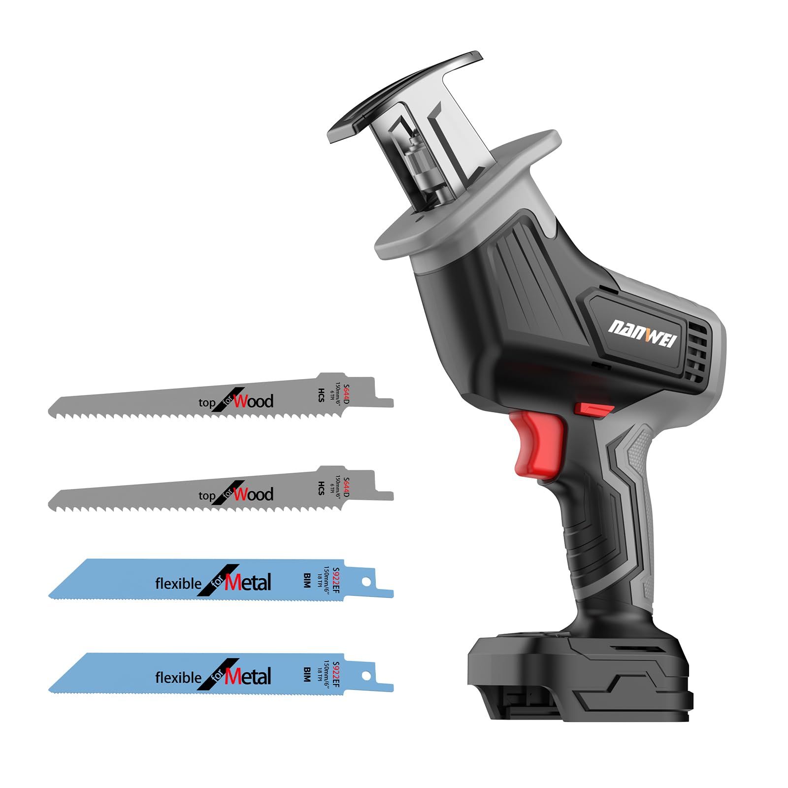 ☆新品☆NANWEI 充電式レシプロソー マキタ18Vバッテリー対応 ブラシレスモータ― 小型電動のこぎり コードレス電動ノコギリ 3500spm ストローク長15mm DIY 木材・金属などの切断 無段変速 安全ロック (本体のみ)【充電器 4e453612